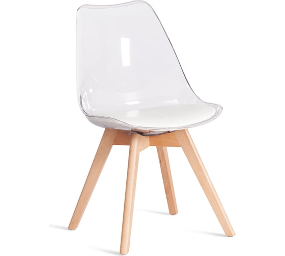 Изображение товара Стул TetChair TULIP (mod. 73-1) 1 шт. в упаковке, дерево/пластик/экокожа, 47,5x55x80 см, Прозрачный (Transparent) 21409