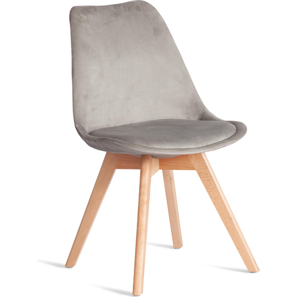 Изображение товара Стул TetChair TULIP SOFT из дерева и вельвета светло-серый