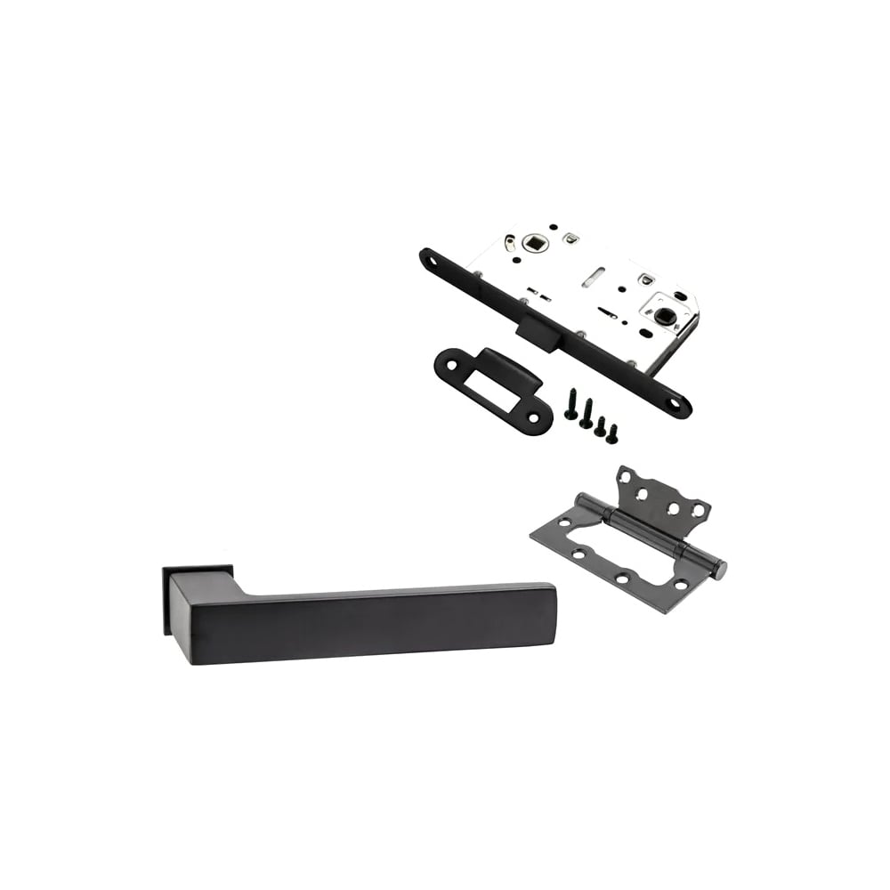 Изображение товара Комплект для межкомнатной двери PAULINIDOR 541-11 zero ручки защелка петли черный