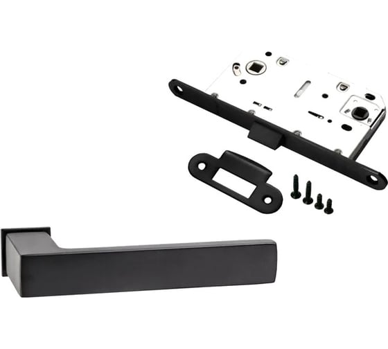 Изображение товара Комплект для межкомнатной двери PAULINIDOR ручки 541-11 zero + сантехническая защелка 96PL, черный 541-11 zero 96PL BL