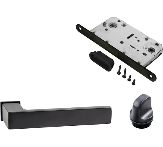 Изображение товара Комплект для межкомнатной двери PAULINIDOR ручки 541-11 zero + сантехническая магнитная защелка 5096 + завертка AL11, черный 541-11 zero 5096 AL11 BL