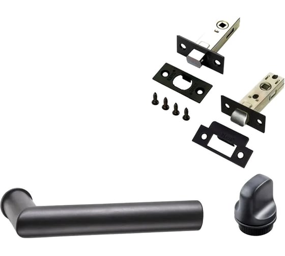 Изображение товара Комплект для межкомнатной двери PAULINIDOR ручки 548-09 zero + защелка 5-45PL + завертка AL09 + задвижка BK45, черный 548-09 zero 5-45 AL09 BK45 BL