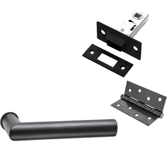 Изображение товара Комплект для межкомнатной двери PAULINIDOR ручки 548-09 zero + защелка магнитная 5-50 + врезные петли 2 шт., черный 548-09 zero 5-50 4S BL