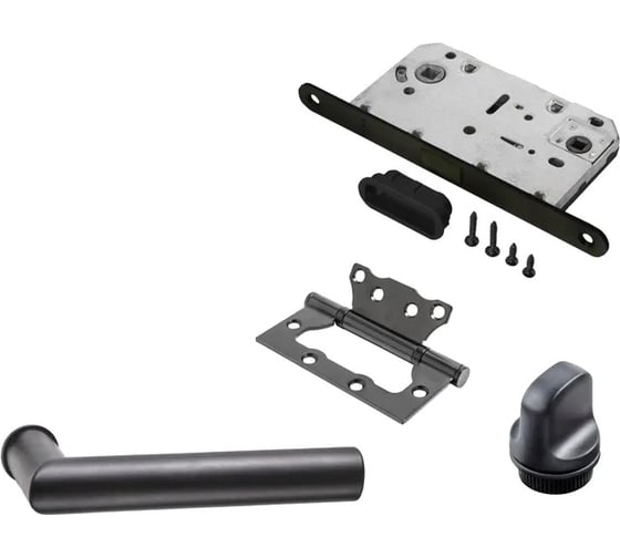 Изображение товара Комплект для межкомнатной двери PAULINIDOR ручки 548-09 zero + сантех. магнитная защелка 5096 + завертка AL09 + петли б/врезки 2 шт., черный 548-09 zero 5096 AL09 2S BL