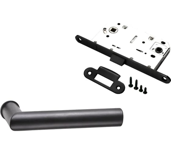 Изображение товара Комплект для межкомнатной двери PAULINIDOR ручки 548-09 zero + сантехническая защелка 96PL, черный 548-09 zero 96PL BL