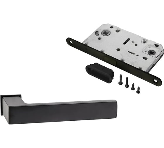 Изображение товара Комплект для межкомнатной двери PAULINIDOR ручки 541-11 zero + сантехническая магнитная защелка 5096, черный 541-11 zero 5096 BL