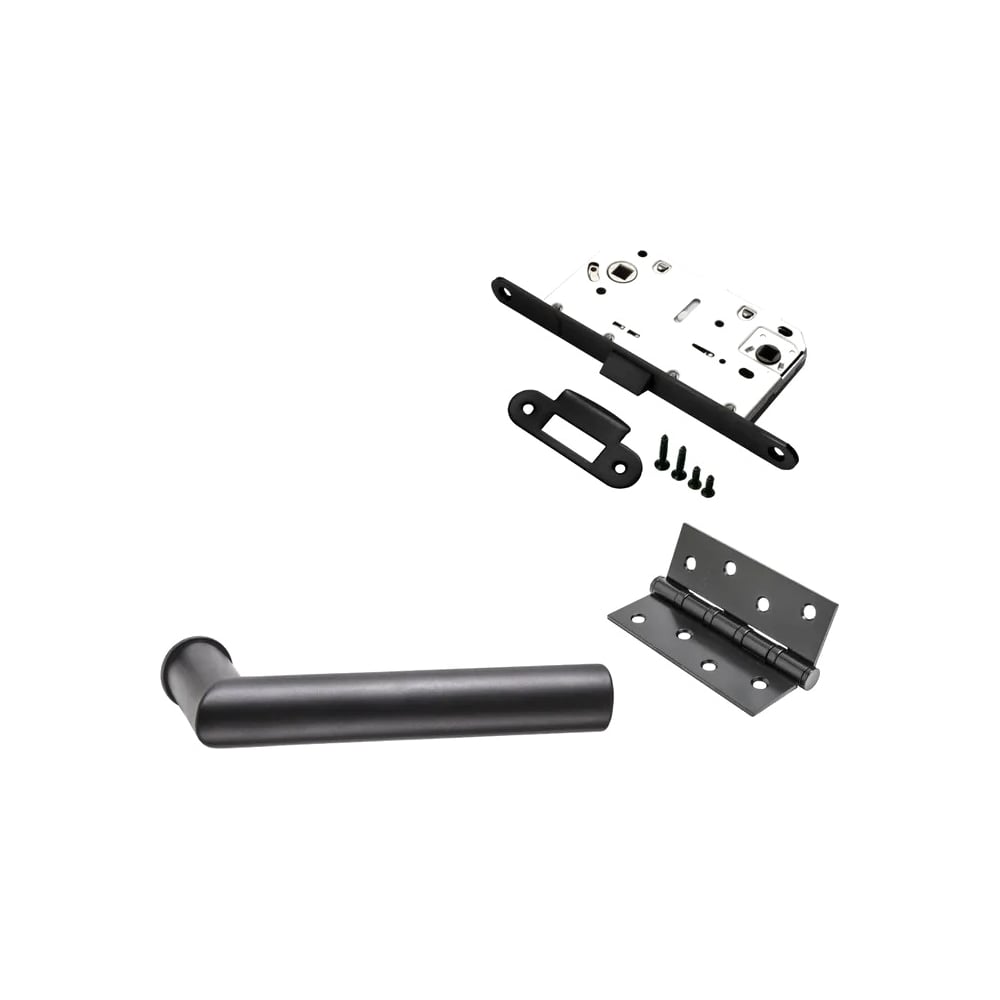 Изображение товара Комплект для межкомнатной двери PAULINIDOR 548-09 zero черный с ручками защелкой и петлями