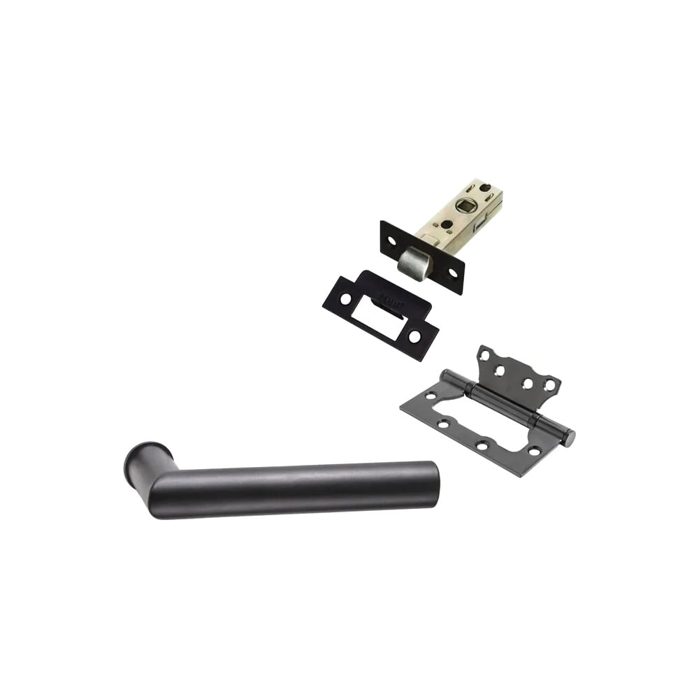 Изображение товара Комплект для межкомнатной двери PAULINIDOR 548-09 zero черный с ручкой защелкой и петлями