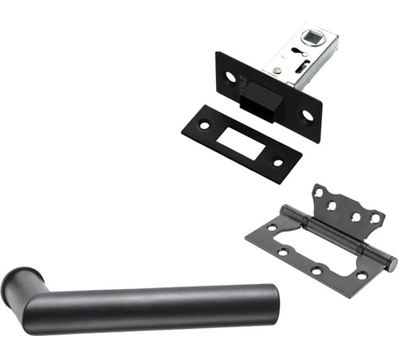 Изображение товара Комплект для межкомнатной двери PAULINIDOR ручки 548-09 zero + защелка магнитная 5-50 + петли б/врезки 2 шт., черный 548-09 zero 5-50 2S BL