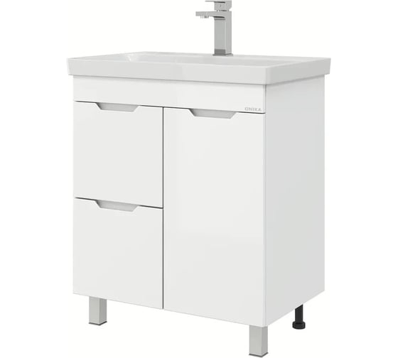 Изображение товара Тумба с раковиной Onika Айленд 70 напольная, белая, с корзиной 107062