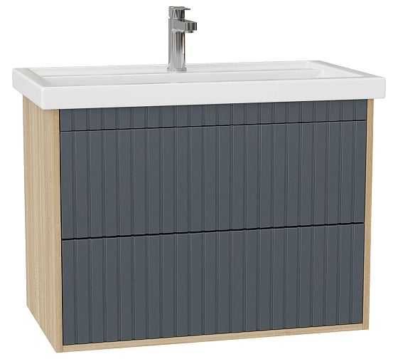 Изображение товара Тумба с раковиной Onika Дайлер 80 подвесная, графит/дуб сонома 108062