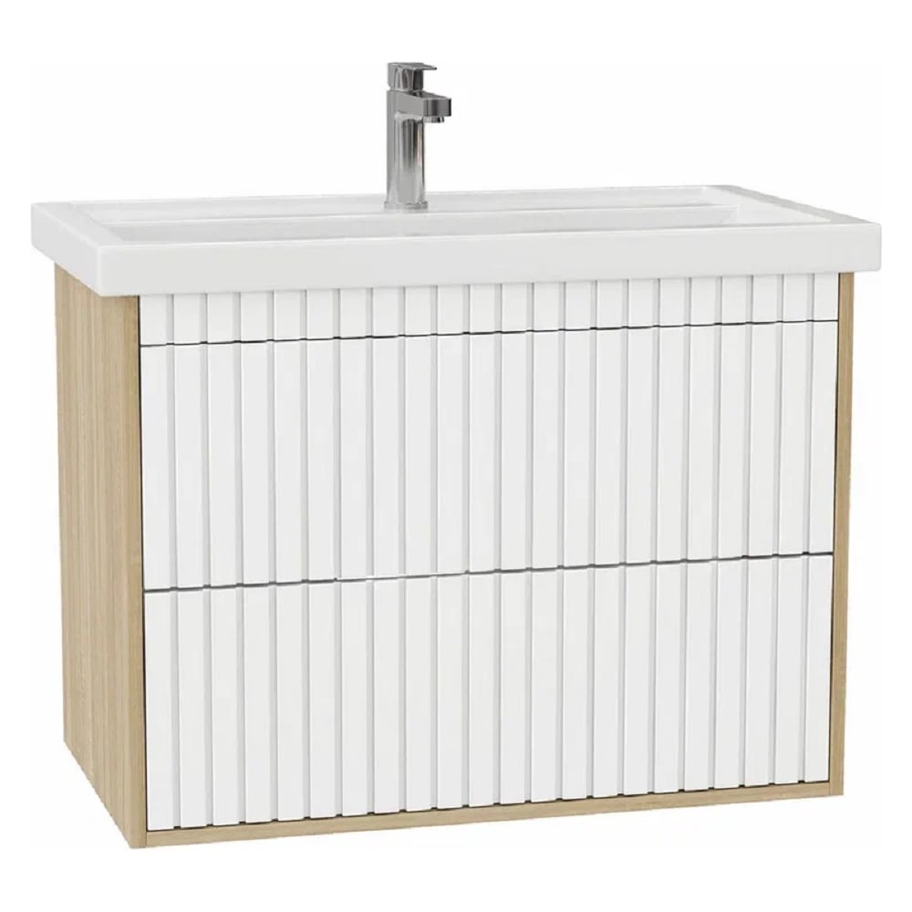 Изображение товара Тумба с раковиной Onika Дайлер 80 подвесная белая бежевый современный стиль