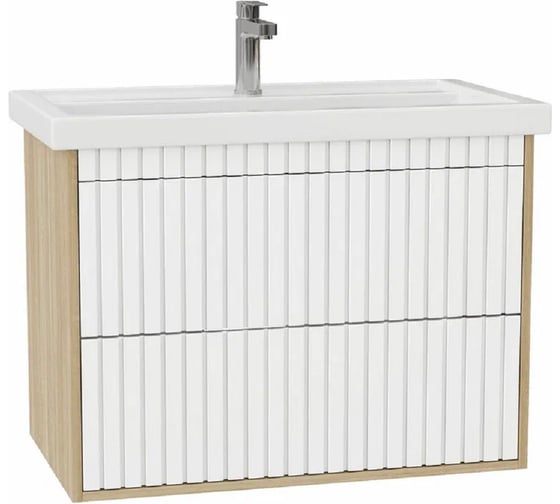 Изображение товара Тумба с раковиной Onika Дайлер 80 подвесная, белая/дуб сонома 108061