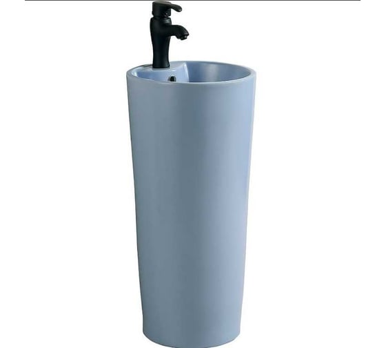 Изображение товара Раковина керамическая напольная (моноблок) Santi Line голубая матовая SL-4007BM