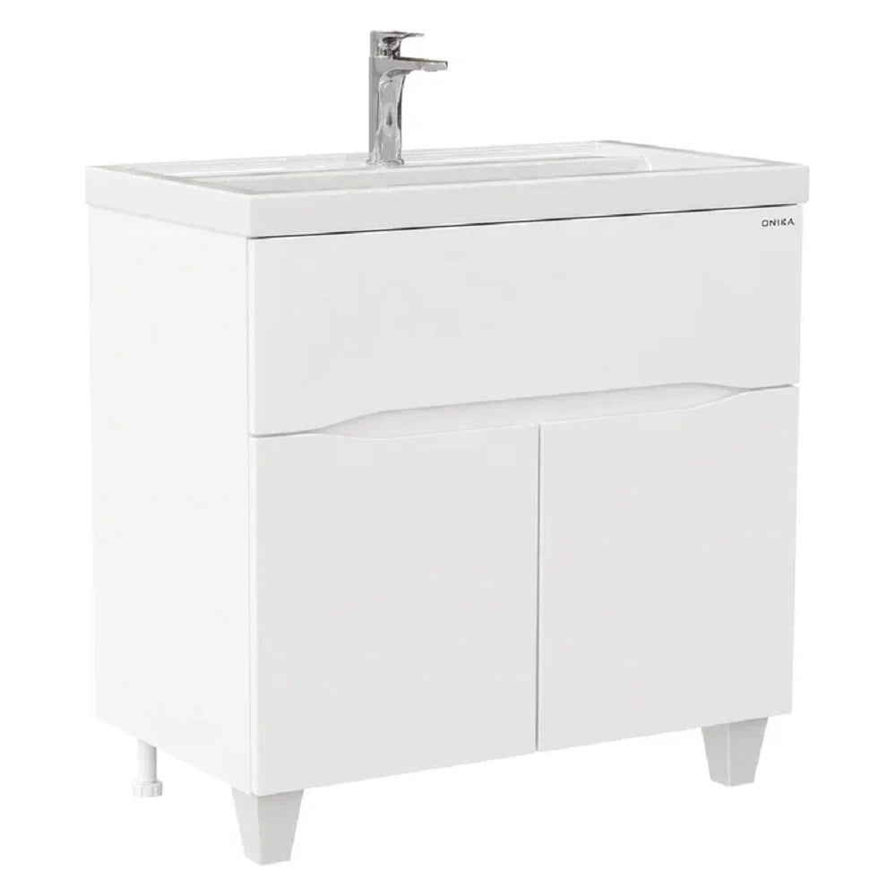 Изображение товара Тумба с раковиной Onika Стрим 80 напольная белая современные материалы
