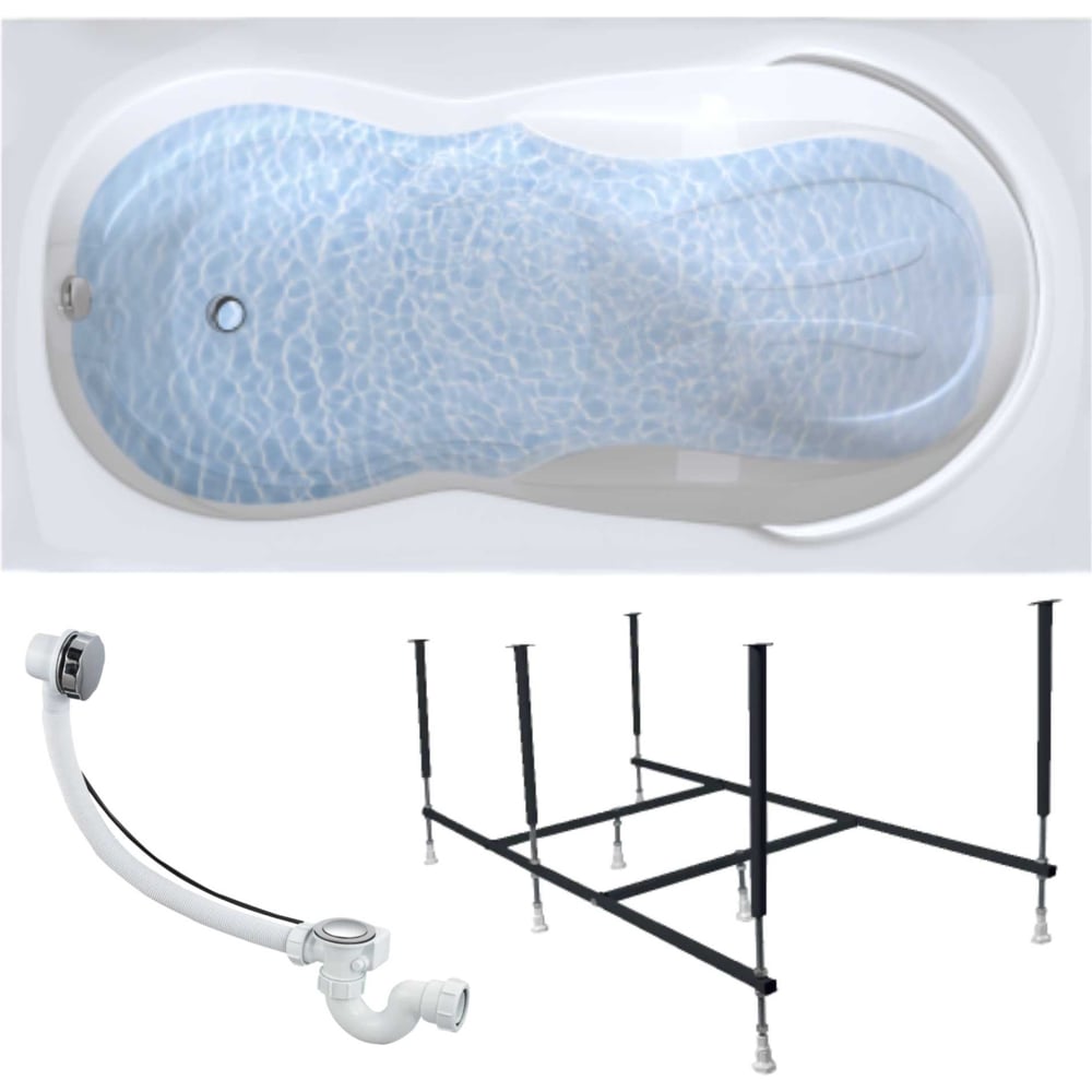 Изображение товара Акриловая ванна 1Marka TAORMINA 180x90 см с рамой и сливом Изображение товара Акриловая ванна 1Marka TAORMINA 180x90 см с рамой и сливом