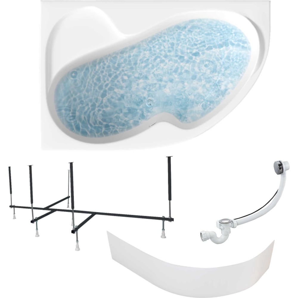 Изображение товара Акриловая ванна 1Marka AURA 150x105 см левый угол с комплектом монтажных элементов