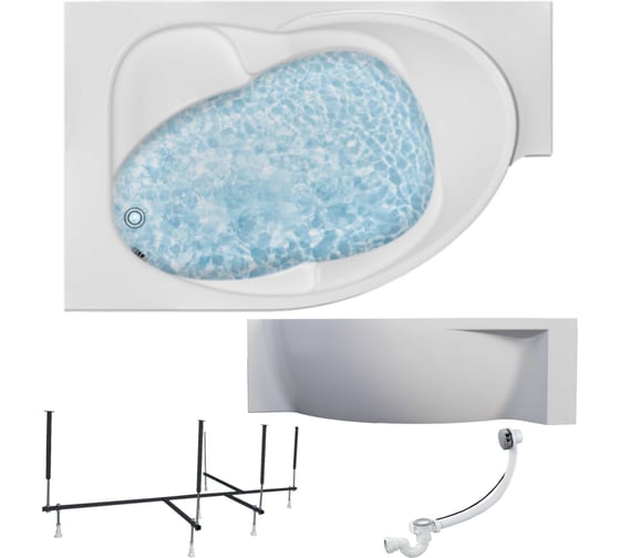 Изображение товара Акриловая ванна 1Marka ERGONOMIKA 158-175x110 левый угол сантехнический акрил в наборе 4в1: Ванна акриловая, панель фронтальная, усиленная стальная рама, слив-перелив хром 01эрг17511лкп