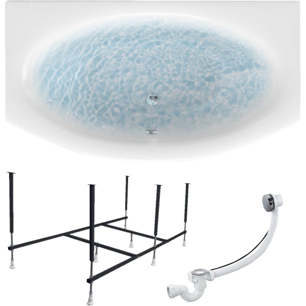 Изображение товара Акриловая ванна 1Marka NEGA 170x95 см, комплект 3в1, современный дизайн Изображение товара Акриловая ванна 1Marka NEGA 170x95 см, комплект 3в1, современный дизайн