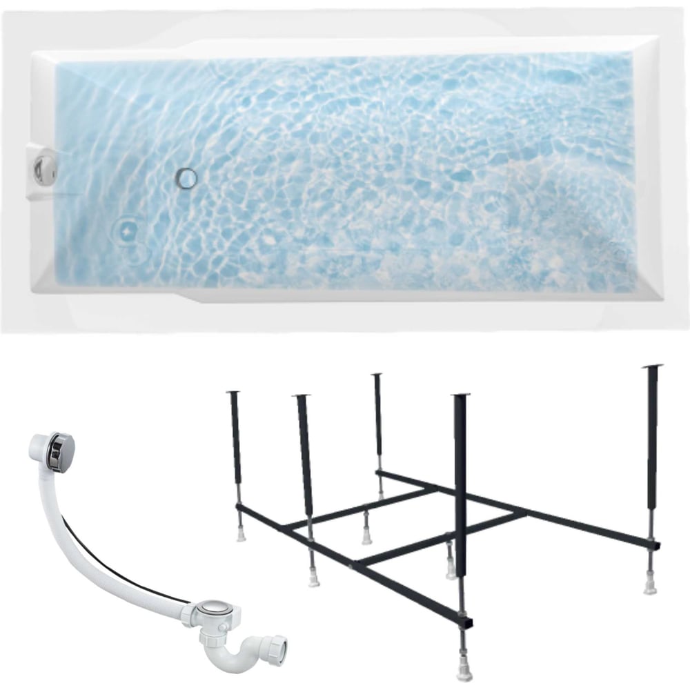 Изображение товара Акриловая ванна 1Marka RAGUZA 190x90 см с каркасом и функциями 3в1