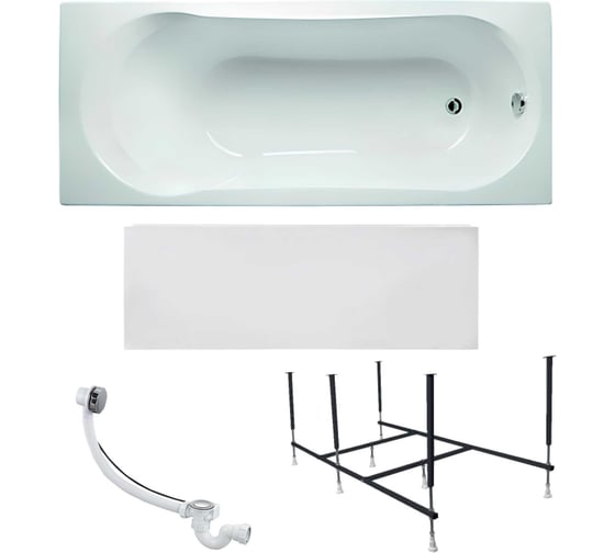 Изображение товара Акриловая ванна 1Marka 170x70 см LIBRA в наборе 4 в 1: прямоугольная ванна, фронтальная панель, усиленный металлический каркас, слив-перелив хром 01ли1770кп