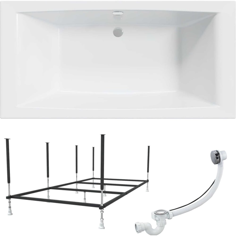 Изображение товара Акриловая ванна AELITA MG 200x100 см с усиленной рамой и хром сливом