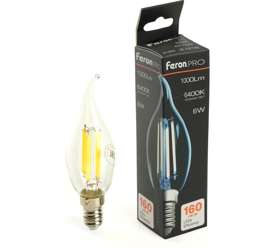 Изображение товара Лампа светодиодная FERON PRO LB-1216 Свеча на ветру E14 6W 175-265V 6400K, 51264