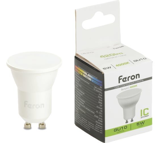 Изображение товара Лампа светодиодная FERON LB-272 MR11 GU10 5W 175-265V 4000K, 51222