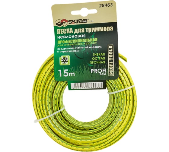 Изображение товара Леска для триммера (3.0 мм х 15 м; зубчатый квадрат) SKRAB 28463