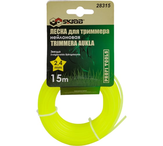 Изображение товара Леска для триммера (2.4 мм х 15 м; звезда) SKRAB 28315