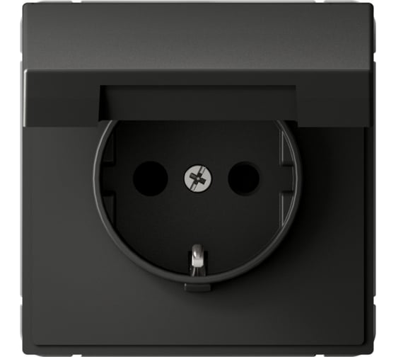 Изображение товара Розетка Systeme Electric ArtGallery Базальт с заземлением со шторками с крышкой, 16А, IP20, механизм GAL001446