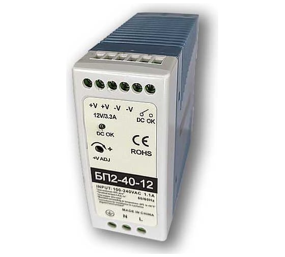 Изображение товара Блок питания, максимальная мощность 40 ВТ, выходное напряжение 12 В DC, размер 40х90х100 ТЕКО 07-00035700