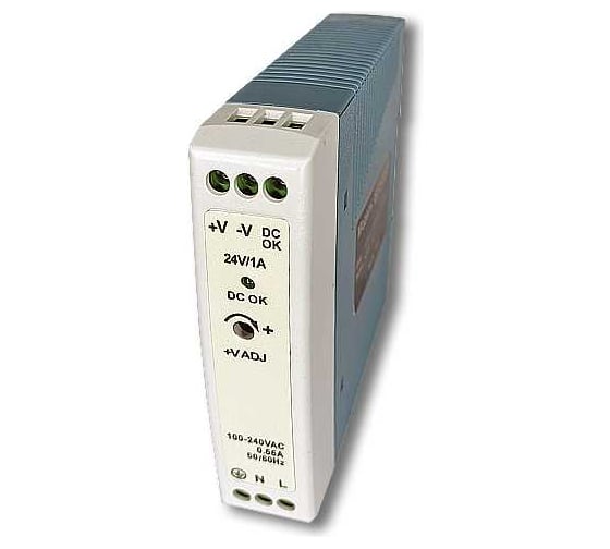 Изображение товара Блок питания ТЕКО БП2-20-24, максимальная мощность 20 ВТ, выходное напряжение 24 В DC, размер 22,5х90х100, 07-00035696