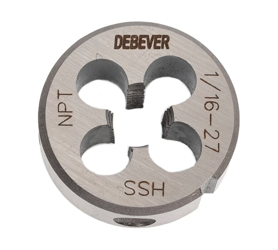 Изображение товара Плашка для трубной коничекой резьбы Debever Machining Solutions NPT 1/16, HSS, 6g DB-480116