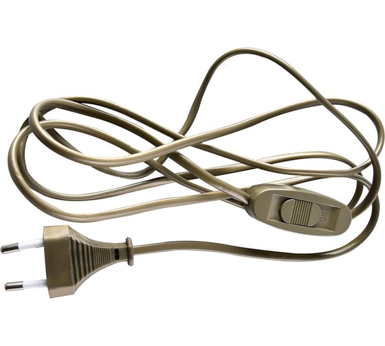 Изображение товара Сетевой шнур FERON с выключателем, 230V 1,9м золото, KF-HK-1- 51039