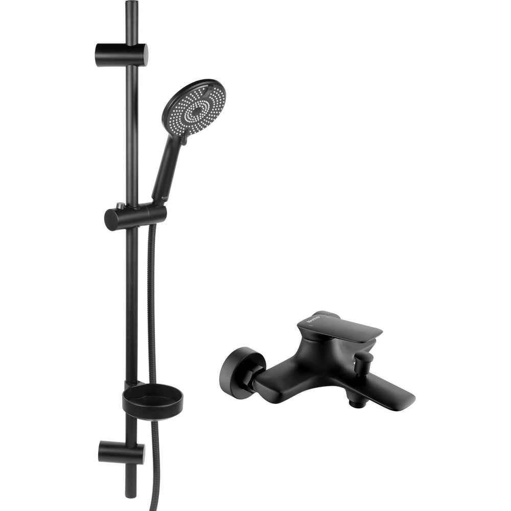 Изображение товара Современный душевой комплект BOND Circle 2x1 черный матовый для ванной