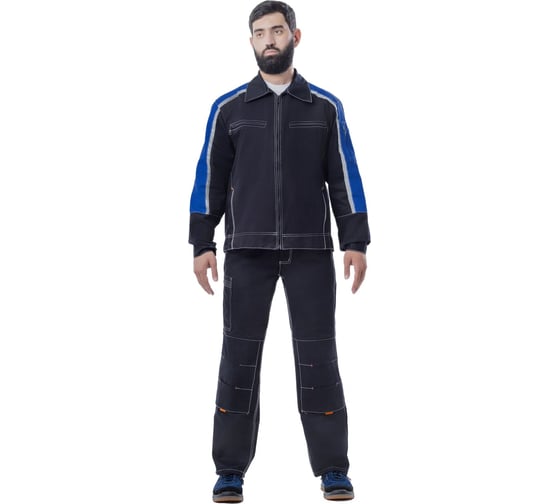 Изображение товара Костюм Факел Джет ткань Саржа 320 гр/м2 п/к, темно-синий/васильковый, размер 48-50, рост 170-176 87491542.003