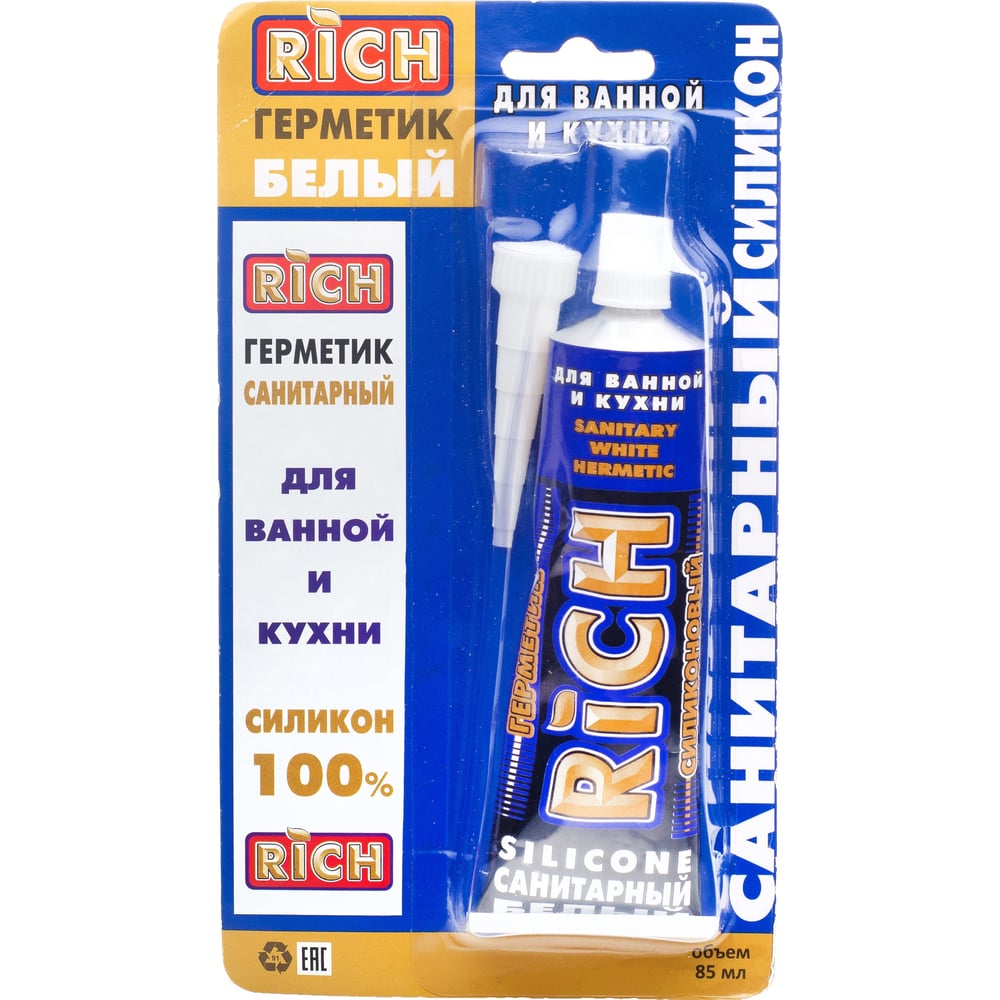 Изображение товара Санитарный силикон RICH белый 113982 для герметизации сантехники и швов