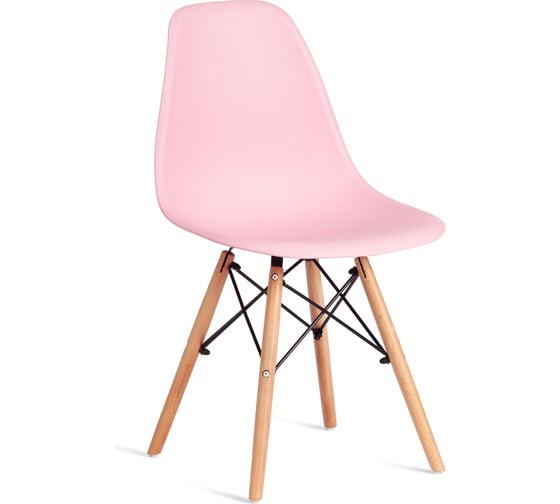 Изображение товара Стул TetChair CINDY (EAMES) (mod. 1801) 4 шт., дерево бук/металл/сиденье пластик, 45x51x82 см, Light pink (светло-розовый) 20655