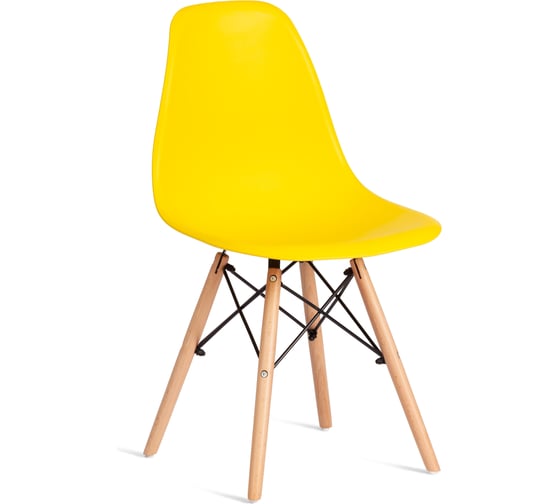Изображение товара Стул TetChair CINDY (EAMES) (mod. 1801) 4 шт., дерево бук/металл/сиденье пластик, 45x51x82 см, Yellow (Желтый) 20656