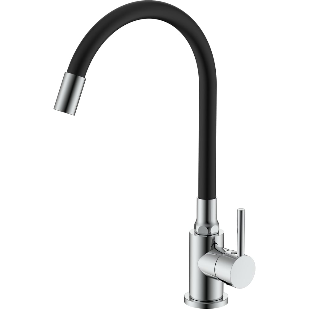 Изображение товара Современный кухонный смеситель SPLENKA хром/черный S201.4406 с гибким изливом и поворотным механизм