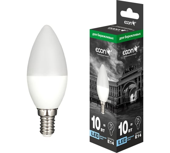 Изображение товара Светодиодная лампа ECON LED CN 10Вт E14 6500K B35 ES 7210012