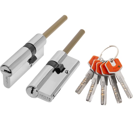 Изображение товара Цилиндр с термоштоком FUARO D-PROTERM507/80 мм, (45+10+25) термошток 8x65 мм CP, 5 ключей 48945