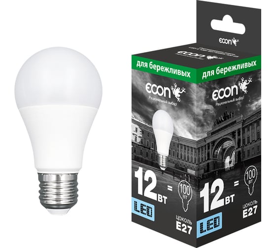 Изображение товара Светодиодная лампа ECON LED A 12Вт E27 6500K A60 ES 7112022
