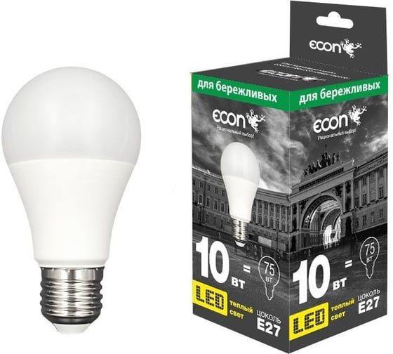 Изображение товара Светодиодная лампа ECON LED A 10Вт E27 3000K A60 ES 7110021