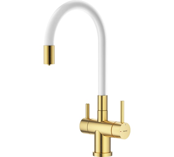 Изображение товара Смеситель для кухни SPLENKA с подключением к фильтру, золотой сатин/белый S70.64.03