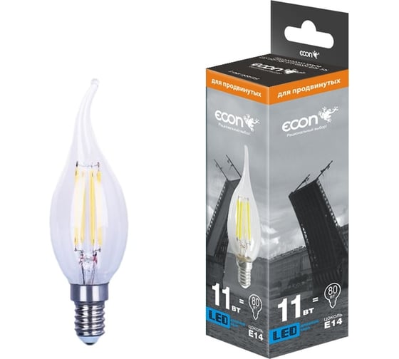 Изображение товара Светодиодная лампа ECON LED CNT 11Вт E14 4200K B35 FIL 921110