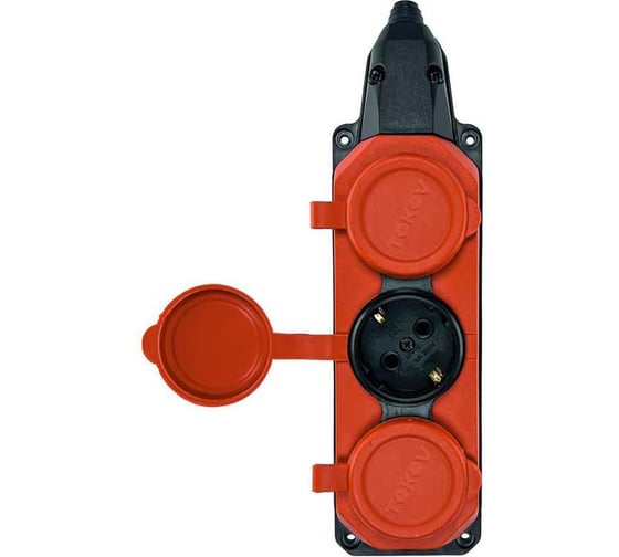 Изображение товара Колодка удлинителя TOKOV ELECTRIC 3-м с заземлением 16А IP44 каучук красная TKE-C13-KK3-Z