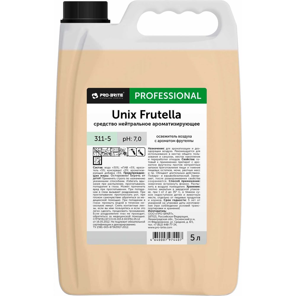 Изображение товара Освежитель воздуха с ароматом фрутеллы 5 л PRO-BRITE UNIX FRUTELLA 311-5