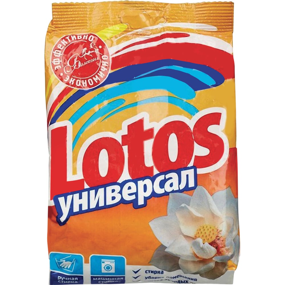 Изображение товара Стиральный порошок ЛОТОС универсал 400г мягкая упаковка для белых цветных тканей